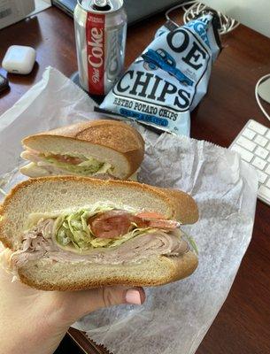 Turkey Swiss Lettuce Tomato Mayo on 1/2 Sub Roll