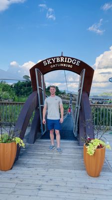 My son at the Skybridge gate