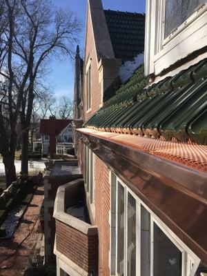 8" Copper Gutter with Copper Screen