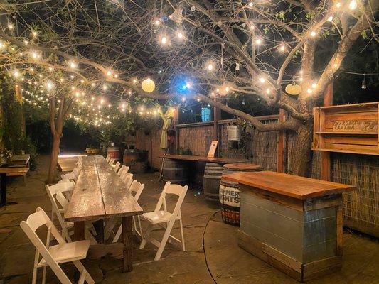 terrazzo patio at night