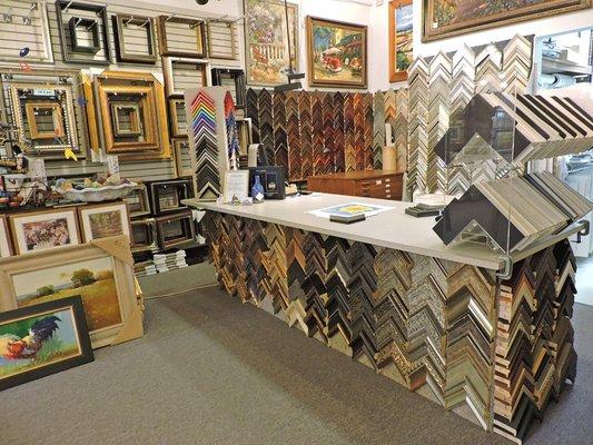 Custom framing services for all types of art, documents, photos and objects.