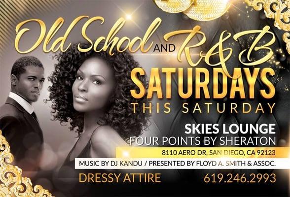 The ONLY Old School and R&B Party for the 30+ with
  D.J. Kandu  
  Drink Specials & Free Parking! Cover $10
 Info. 619.246.2993