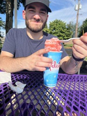 My son that loves his snowballs as much as I do!