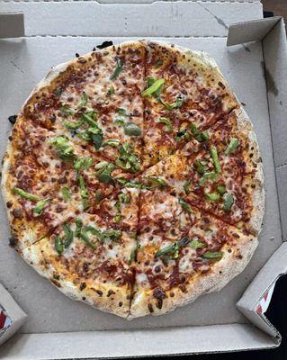 Large NY crust w/ bell peppers, NOT enough cheese and very dry crust $7.99