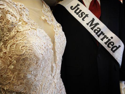 Get married in style with our Tux & Dress rentals to match your dream wedding idea.