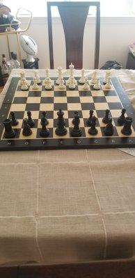 2.25 inch square sycamore and & black folding chess board