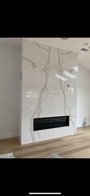 Stone on fireplace