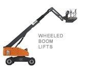 Wheeled boom lifts have a range of elevations of 45, 55 & 65 feet