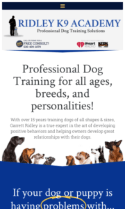 Website designed for Ridley K9 Academy