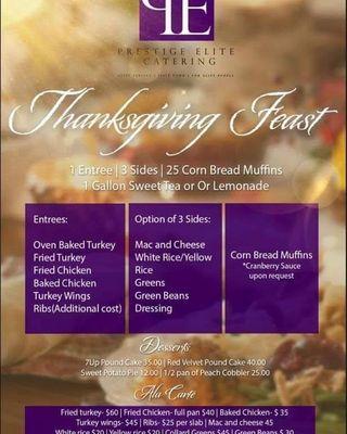 Our 2021Thanksgiving Package! Call us today! We will deliver on Thankgiving day. Feeds 25.