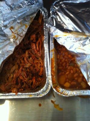 Pulled Pork and Baked Beans.