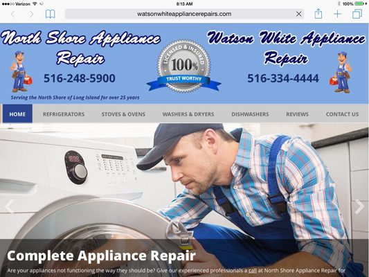 We service most appliances the same day, all repairs guaranteed call (516)248-5900