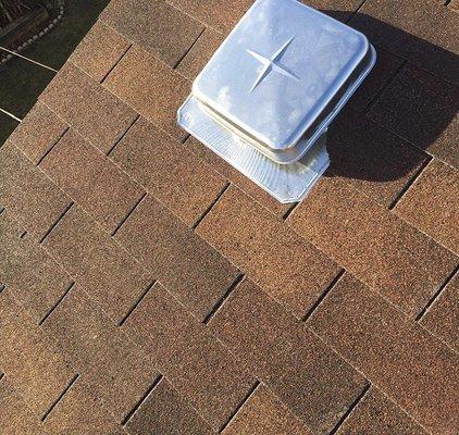 Shingle-roof/vent installation