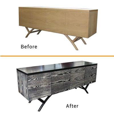 Before and After wood console.