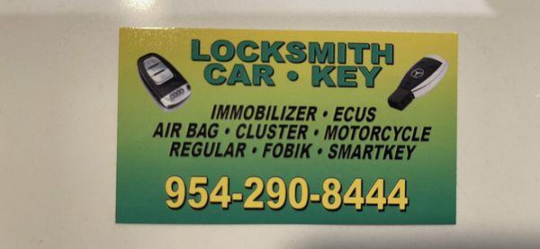 Locksmith car key llc 954-2908444