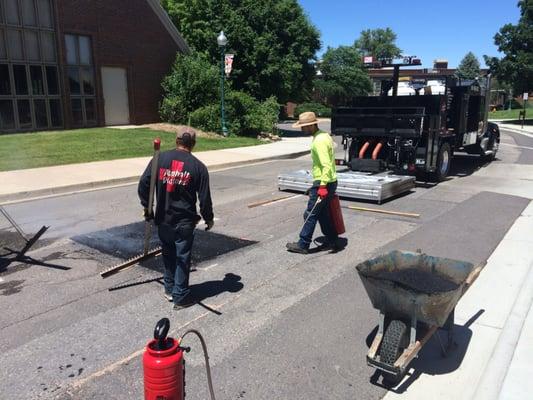 Patch crew out at Regis University using the new Infrared truck