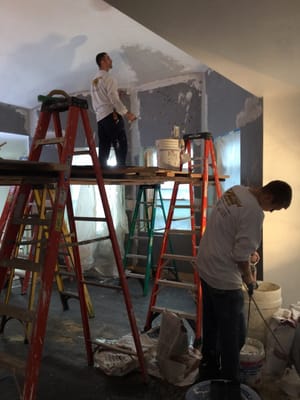 plastering a barrel ceiling in Raymond,N.H