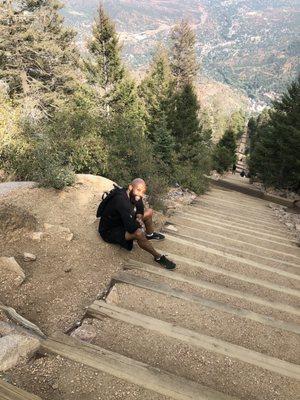 Hiking up Manitou incline Manitou Springs, Colorado.