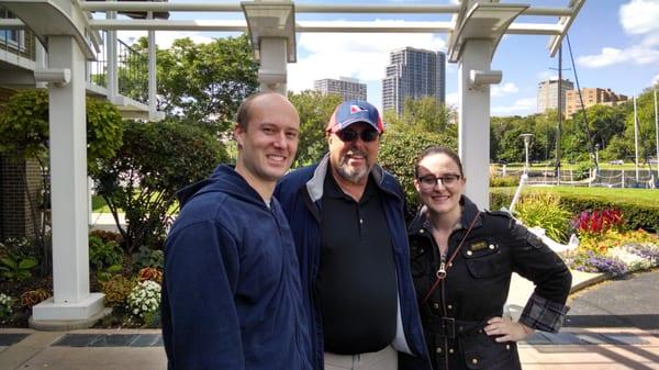 Son, hubby, and daughter at the entry.