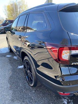 Full exterior detail ( high gloss wax, deep tire and rim cleaning with tire dressing )