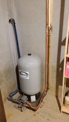 Well pump tank installed