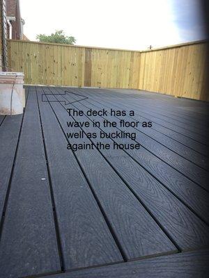 deck floor is not level and there is a huge dip