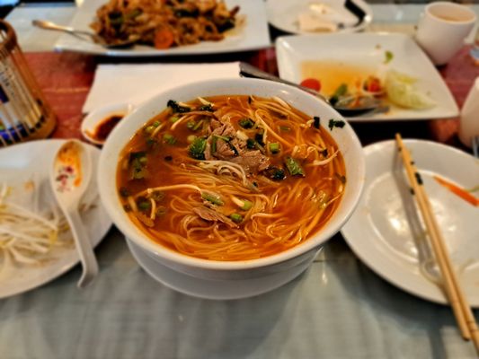 Beef pho.. add hit chili oil