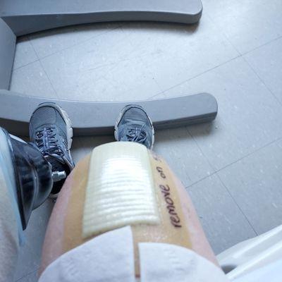 Rehabbing my brand new right knee, five days post surgery.