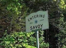 Savoy sign. Entering from Charlemont, Massachusetts at the county line.