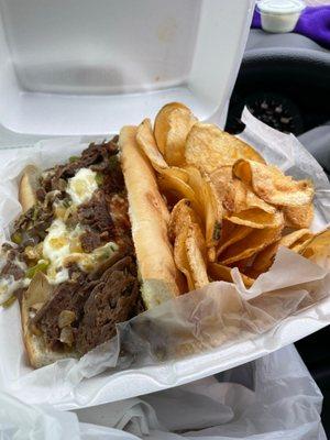 Philly cheesesteak combo with house chips