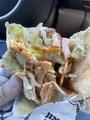 zero chicken in my BBQ Chicken Ranch Crunch Wrap 9/29/22