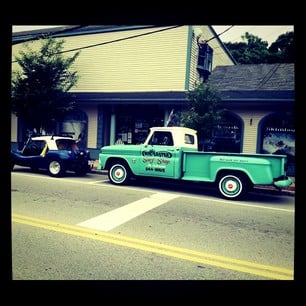 '64 Chevy and '67 Dune buggy out front at Nor'easter Surf Shop