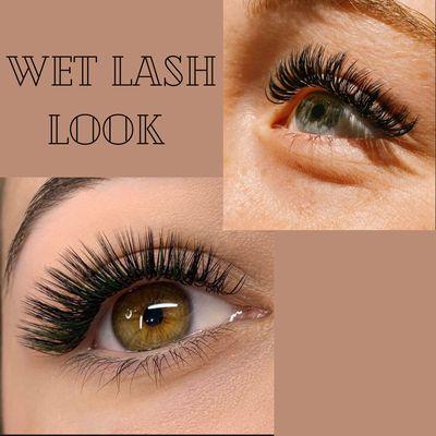 Wet lash look is a technique used to make your lashes look "wet". it's created using closed volume fans placed on a single lash.