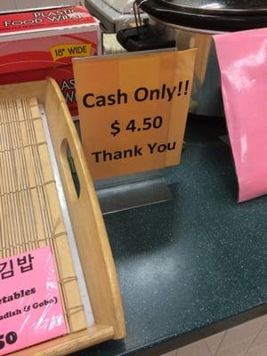 Cash only