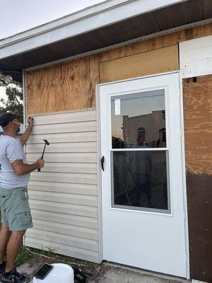 New screen door with vinyl siding