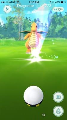 Dragonite, the most difficult Pokemon to catch.  Caught Thursday, August 11, 2016 at 2:10pm at Hair & Now Salon.