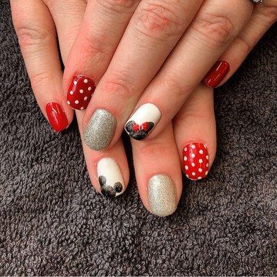 Gel mani with Mickey mouse nail art!