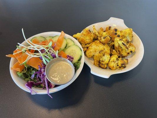 Tumeric Cauliflower Side Salad w/ Kale instead of mixed greens