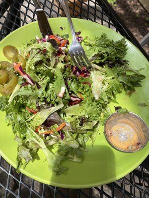 Bahn Mi salad w/ Ahi Tuna (tuna was delicious but used most of the dressing). Half the salad was left due to lack of dressing.