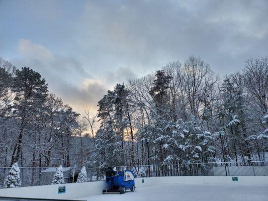 Crisp morning at the rink.