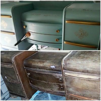 1920's Art Deco Vanity - rescued after 3 months in the rain