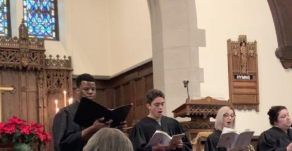 The Quartet singing Handel's Messiah at the First Church in Chestnut Hiil, December 2022.