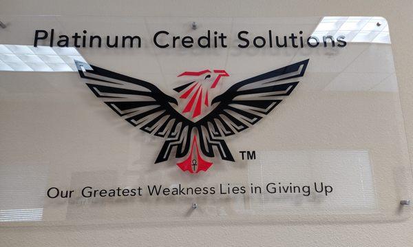 Platinum Credit Solutions Glass display