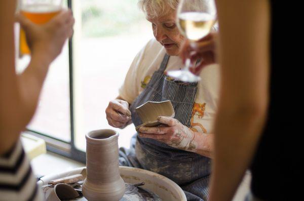 Craft Uncorked - Having a glass of wine and getting my hands dirty!