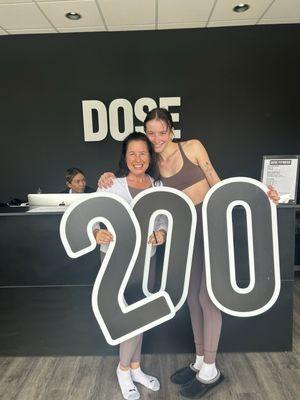 My daughter and I celebrating my 200th class at DOSE