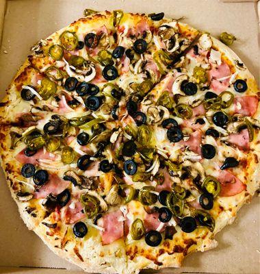 Create Your Own - Canadian bacon, black olives, onions, mushrooms and jalapeños