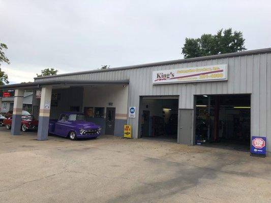 The front of the shop and the Purple Piranha