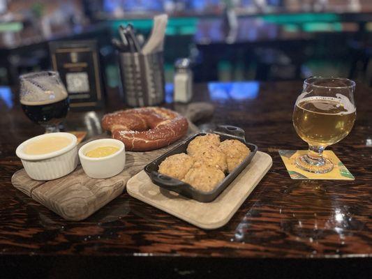 Snacks from our last visit: Soft Pretzel and Mac N' Cheese Bites