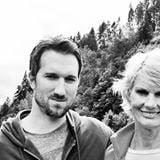 Owner, Greg Morrone and his inspiration and role model, his Mom - hiking in Washington state.