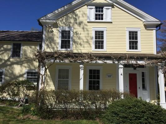 Finished exterior painting project for Westport, CT historic house (Front view). This is a previous customer.